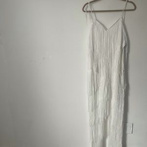 Brand new with tags fringe white jumpsuit!